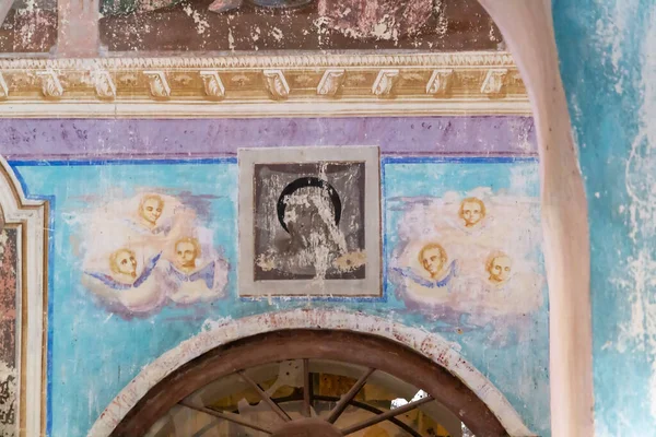 Peinture Murale Une Icône Dans Une Église Orthodoxe Abandonnée Église — Photo
