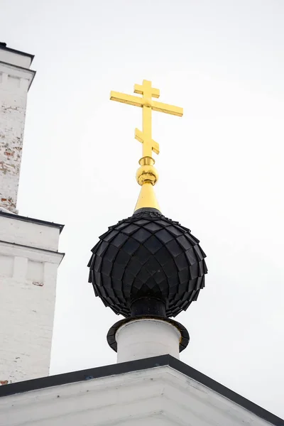 Cúpula Cebolla Con Una Cruz Oro Techo Una Iglesia Ortodoxa — Foto de Stock