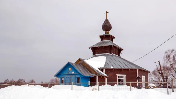 Dřevěný Vesnický Kostel Vesnice Ivanovskoye Kostroma Rusko — Stock fotografie