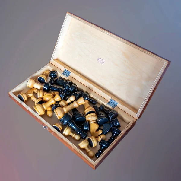 Ancien Jeu Échecs Bois — Photo