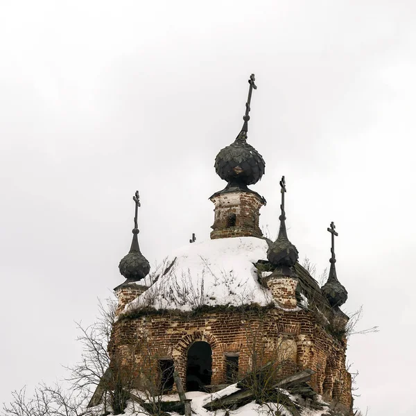 Πέντε Θόλους Ορθόδοξη Εγκαταλελειμμένη Εκκλησία Χωριό Kholm Περιοχή Kostroma Ρωσία — Φωτογραφία Αρχείου