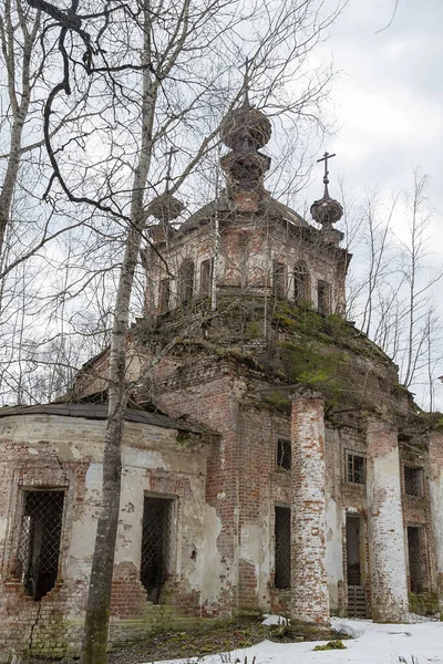 Église Orthodoxe Détruite Village Troitsky Région Kostroma Russie — Photo