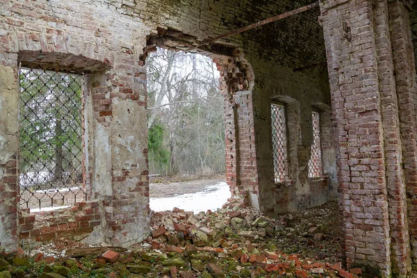 Interieur Van Verwoeste Orthodoxe Kerk Troitsky Dorp Kostroma Regio Rusland — Stockfoto