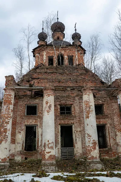 Église Orthodoxe Détruite Village Troitsky Région Kostroma Russie — Photo