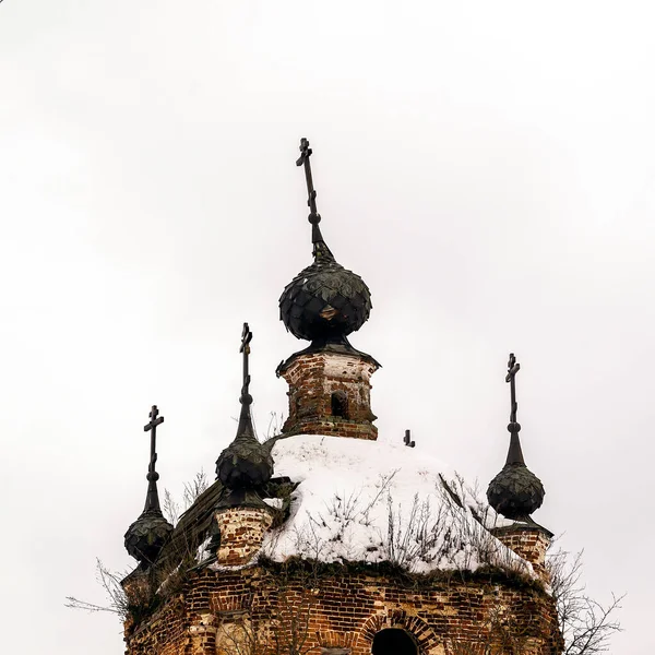 Five Domed Orthodox Abandoned Church Kholm Village Kostroma Region Russia — Stock Photo, Image