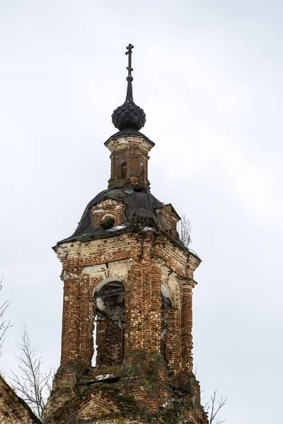 Vieux Clocher Ruine Village Kholm Région Kostroma Russie — Photo