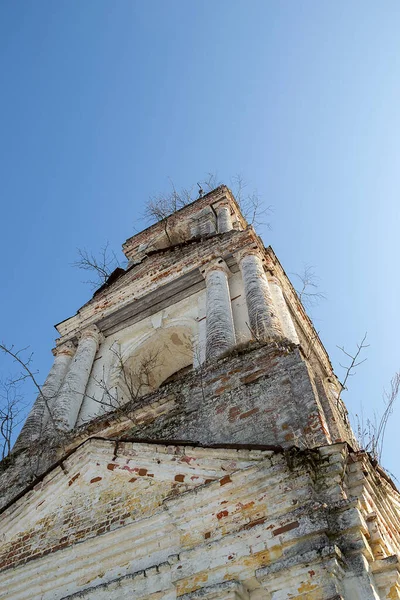 Pedra Antiga Torre Sineira Ortodoxa Aldeia Nasakino Região Kostroma Rússia — Fotografia de Stock