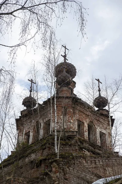 Pětikopulový Pravoslavný Kostel Troitská Vesnice Kostromská Oblast Rusko — Stock fotografie