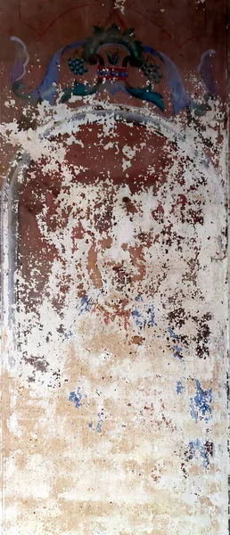 Pintura Das Paredes Uma Igreja Ortodoxa Abandonada Aldeia Nasakino Região — Fotografia de Stock