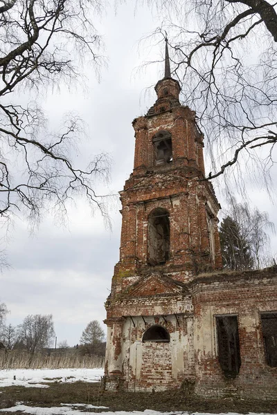 Vieux Clocher Orthodoxe Abandonné Village Troitsky Région Kostroma Russie — Photo