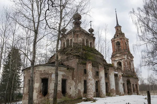 Église Orthodoxe Détruite Village Troitsky Région Kostroma Russie — Photo