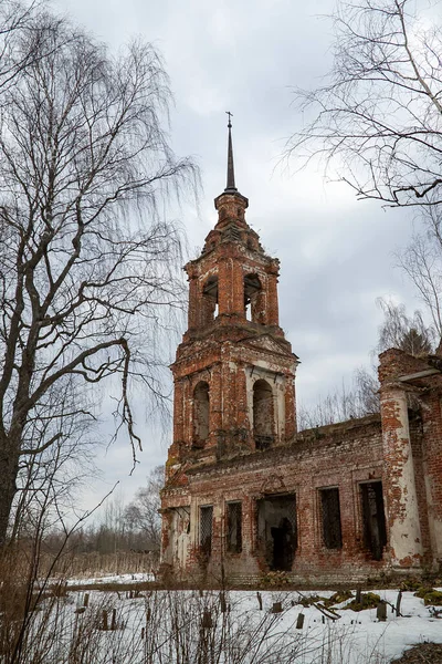 Vieux Clocher Orthodoxe Abandonné Village Troitsky Région Kostroma Russie — Photo