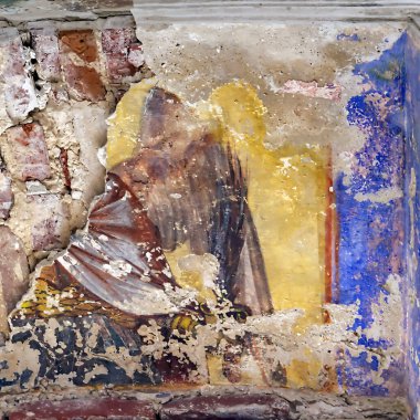 Rusya 'nın Kostroma bölgesindeki Troitskoye köyünde yıkılmış bir Ortodoks kilisesinin duvarlarında çizimlerin kalıntıları bulundu.