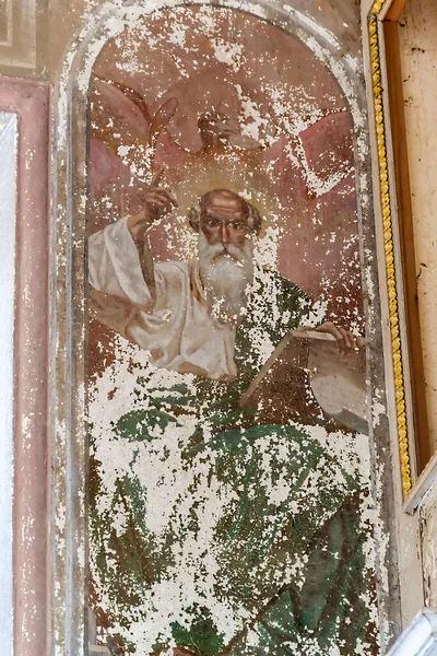 Pintura Las Paredes Una Iglesia Ortodoxa Abandonada Pueblo Nasakino Región — Foto de Stock