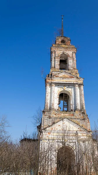 Clocher Orthodoxe Pierre Antique Village Nasakino Région Kostroma Russie — Photo