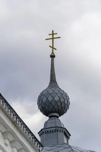 Grijze Koepels Van Orthodoxe Kerk Dorp Korshunovo Kostroma Rusland Bouwjaar — Stockfoto