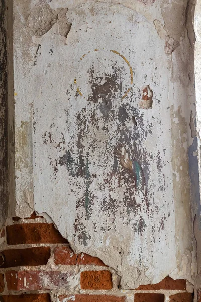 Peinture Sur Les Murs Église Abandonnée Village Korshunovo Région Kostroma — Photo