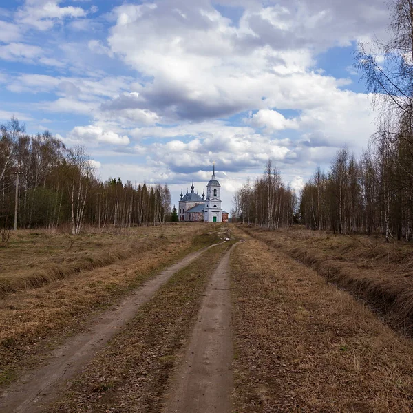 Landschap Oude Orthodoxe Kerk Korshunovo Dorp Kostroma Regio Rusland Gebouwd — Stockfoto