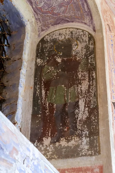 Painting Walls Abandoned Church Korshunovo Village Kostroma Region Russia Year — Stock Photo, Image