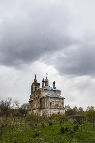 Paysage Rural Église Orthodoxe Village Shakhovo Région Kostroma Russie Construit — Photo