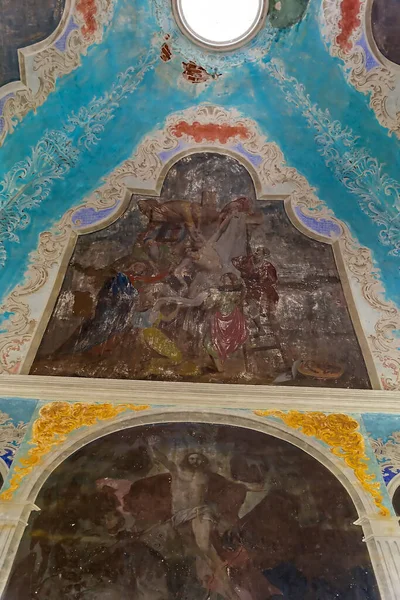 Pintura Mural Una Iglesia Ortodoxa Abandonada Pueblo Knyazhevo Región Kostroma — Foto de Stock