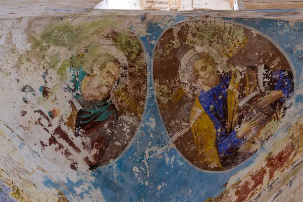 Pittura Murale All Interno Una Chiesa Ortodossa Abbandonata Villaggio Grudevo — Foto Stock