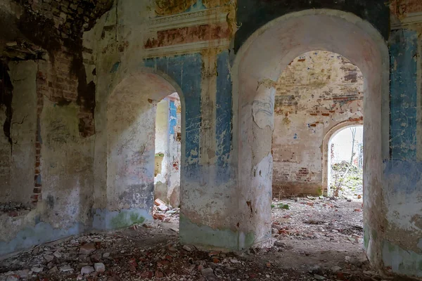 interior of an old abandoned Orthodox church, the village of Grudevo, Kostroma region, Russia, built in 1801