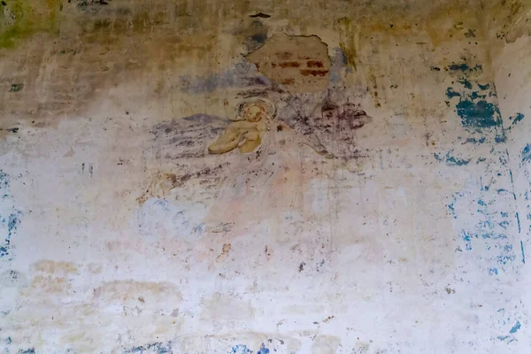 Los Restos Pintura Las Paredes Del Templo Pueblo Grudevo Región — Foto de Stock