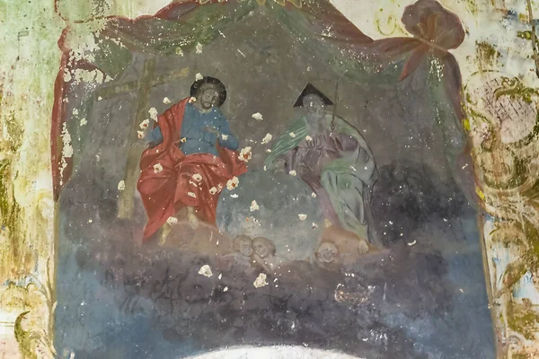 Τοιχογραφία Μέσα Εγκαταλελειμμένο Ορθόδοξο Ναό Χωριό Grudevo Περιοχή Κοστρομά Ρωσία — Φωτογραφία Αρχείου