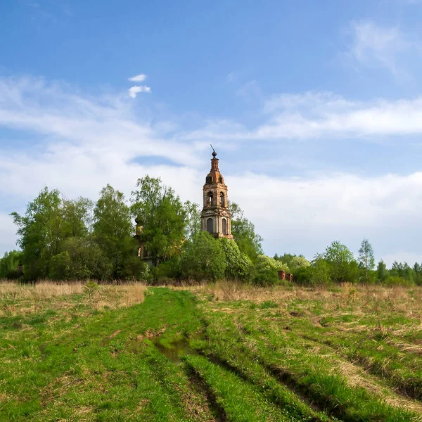 Manzara Ortodoks Kilisesi Kostroma Bölgesi Rusya Nikolo Mosty Yolu Inşaat — Stok fotoğraf