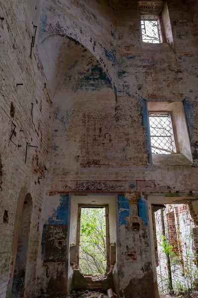 interior of an old abandoned Orthodox church, the village of Grudevo, Kostroma region, Russia, built in 1801