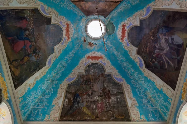 Pittura Murale Una Chiesa Ortodossa Abbandonata Villaggio Knyazhevo Regione Kostroma — Foto Stock