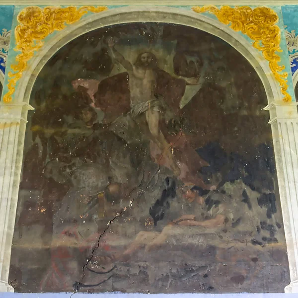 俄罗斯科斯特罗马地区Knyazhevo村一座废弃东正教教堂的壁画 在1802年被废弃 — 图库照片