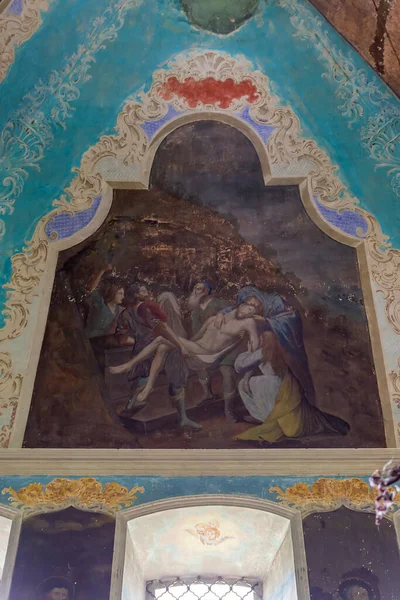 Pintura Mural Una Iglesia Ortodoxa Abandonada Pueblo Knyazhevo Región Kostroma — Foto de Stock