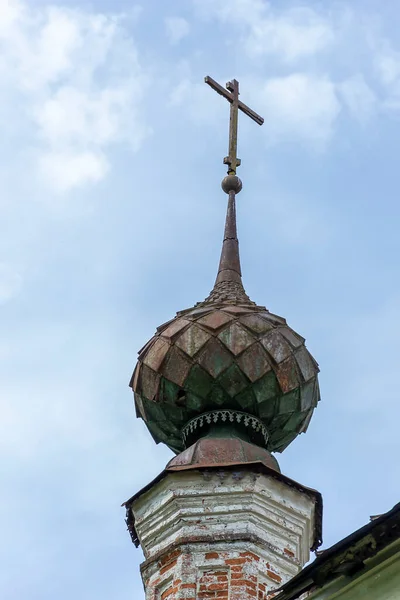 Cúpulas Uma Antiga Igreja Abandonada Aldeia Knyazhevo Região Kostroma Rússia — Fotografia de Stock