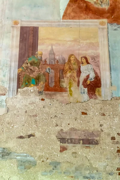 Peinture Des Murs Une Église Orthodoxe Abandonnée Russie Vladimirovo Tract — Photo