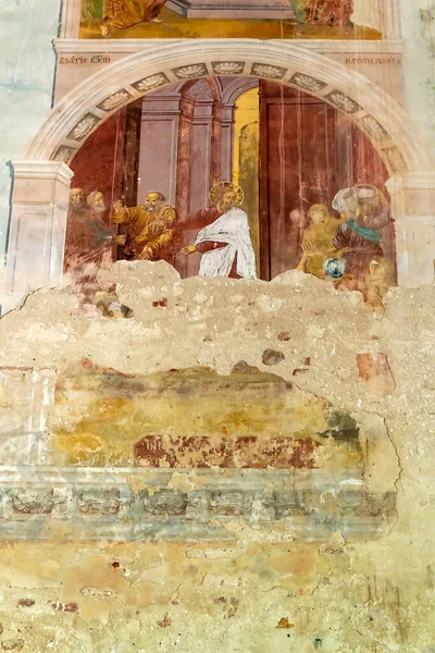 Peinture Des Murs Une Église Orthodoxe Abandonnée Russie Vladimirovo Tract — Photo