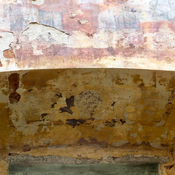 the remains of the painting of the walls of an abandoned temple in a terrible state, Russia, the Nikolo-Mosty tract, built in 1823, currently the temple is abandoned