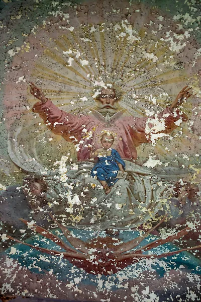 Рисунки Стенах Заброшенной Православной Церкви Храмового Комплекса Села Ильинского Реке — стоковое фото