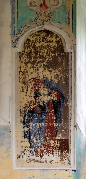 Rysunki Murach Opuszczonej Cerkwi Prawosławnej Kompleks Świątynny Wsi Ilyinsky Nad — Zdjęcie stockowe