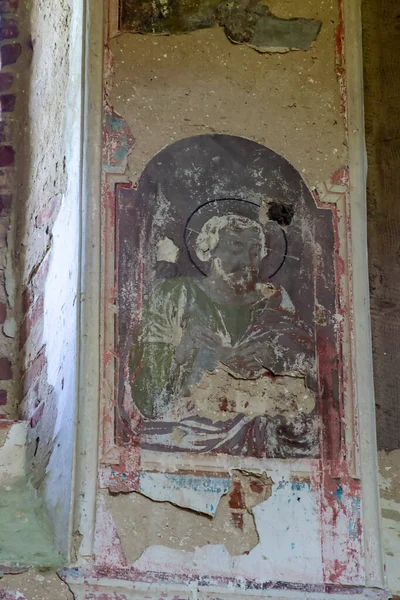 Les Restes Peintures Sur Les Murs Une Église Orthodoxe Détruite — Photo