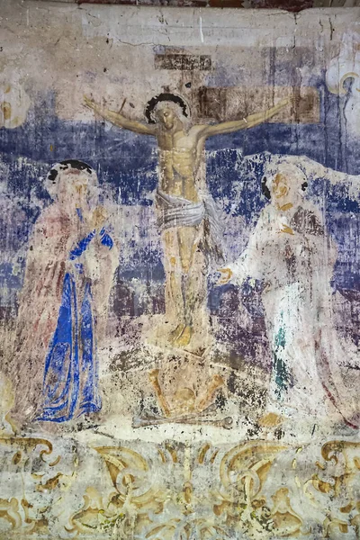 Ilustraciones Biblia Pared Una Iglesia Abandonada Pueblo Nikitskoye Provincia Kostroma — Foto de Stock