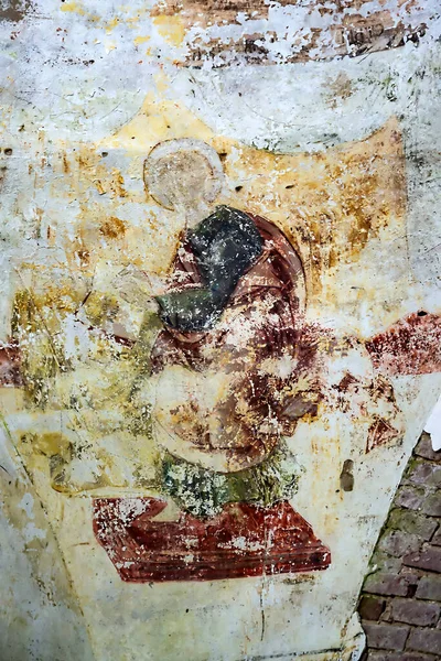 Malarstwo Ścienne Opuszczonym Kościele Wieś Ostrov Prowincja Kostroma Rosja Rok — Zdjęcie stockowe