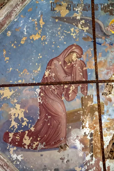 Pittura Murale Una Chiesa Abbandonata Villaggio Ostrov Provincia Kostroma Russia — Foto Stock