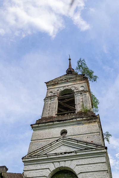 Velha Torre Sino Ortodoxa Aldeia Fedorovo Província Kostroma Rússia Ano — Fotografia de Stock