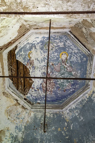 Τοιχογραφία Εγκαταλελειμμένη Εκκλησία Χωριό Όστροφ Επαρχία Κοστρομά Ρωσία Έτος Κατασκευής — Φωτογραφία Αρχείου