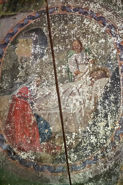 Pintura Mural Dentro Una Iglesia Ortodoxa Abandonada Pueblo Sukhorukovo Provincia — Foto de Stock