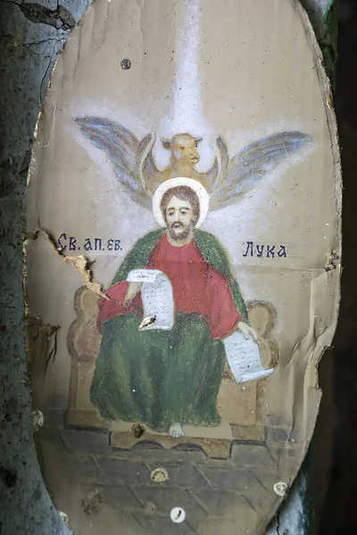Pittura Religiosa Una Chiesa Ortodossa Abbandonata Villaggio Fedorovo Provincia Kostroma — Foto Stock