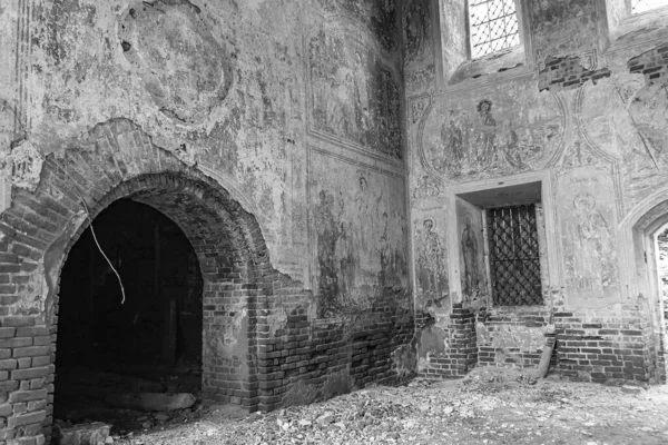 Intérieur Une Église Abandonnée Village Sukhorukovo Province Kostroma Russie Bâtiment — Photo