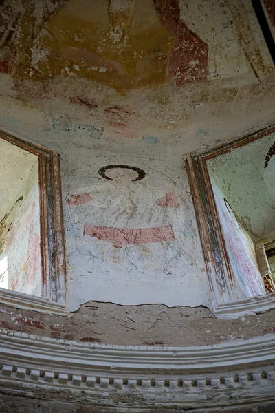 Pittura Murale Una Chiesa Abbandonata Villaggio Ostrov Provincia Kostroma Russia — Foto Stock